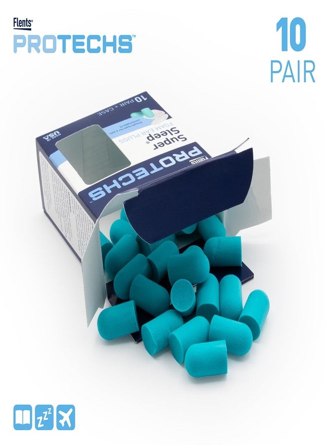 Flents Protechs Reusable Super Sleep Ear Plugs, Ideal For Loud Noise, Reduces Pressure And Background Noise, 10 Pairs With Travel Size Case, Easy Use With Comfort Fit, NRR 29, Teal, Made In The USA - Image 4